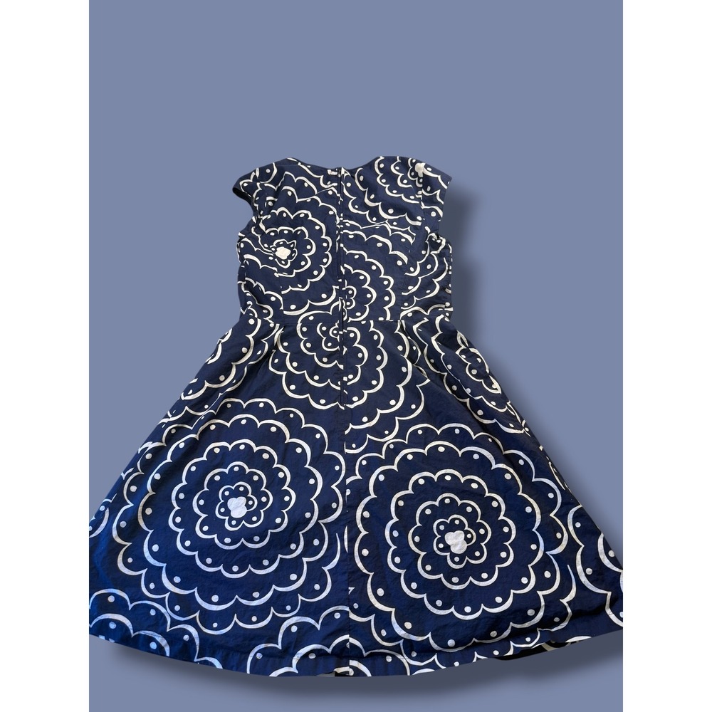 Boden Navy White Floral Cotton Fit & Flare Dress US 10R - Picture 11 of 12